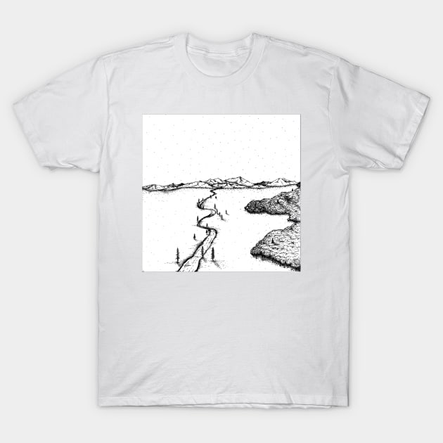 Distant Mountains T-Shirt by bridgetrolljess